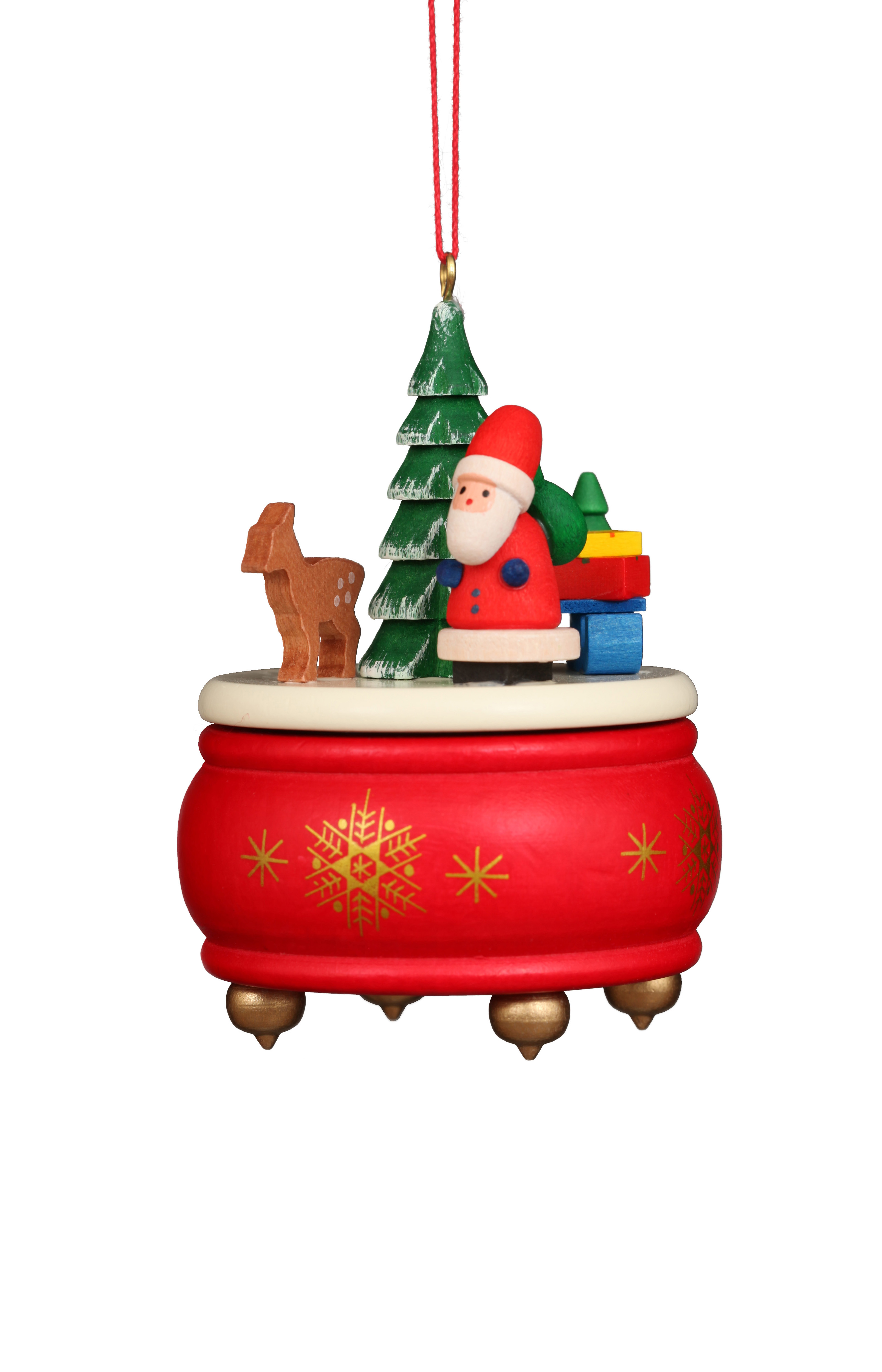 Christian Ulbricht Ornament Red Music Box With Santa