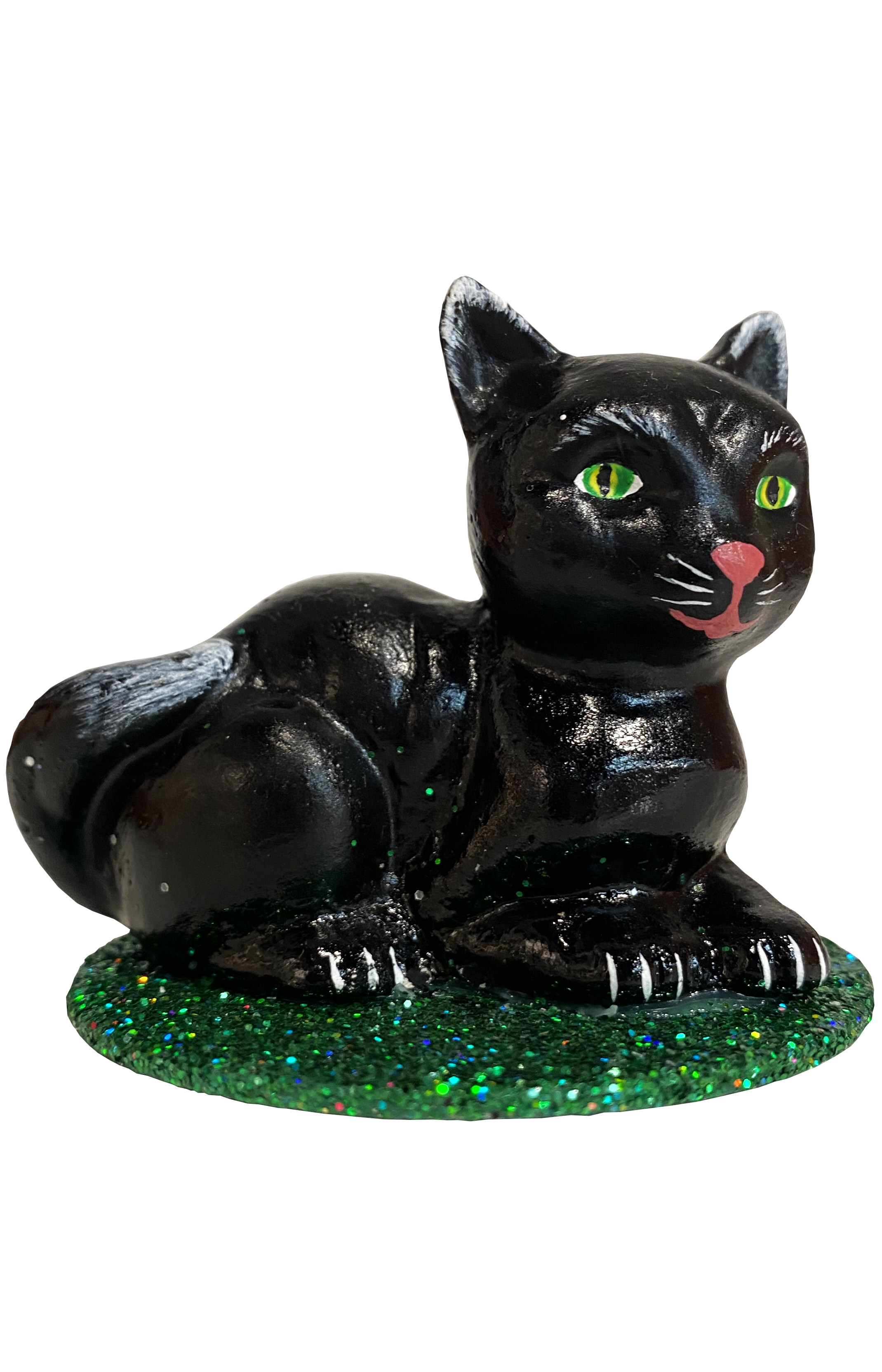 510 - Schaller Paper Mache Figurine - Small Black Cat - 2.5